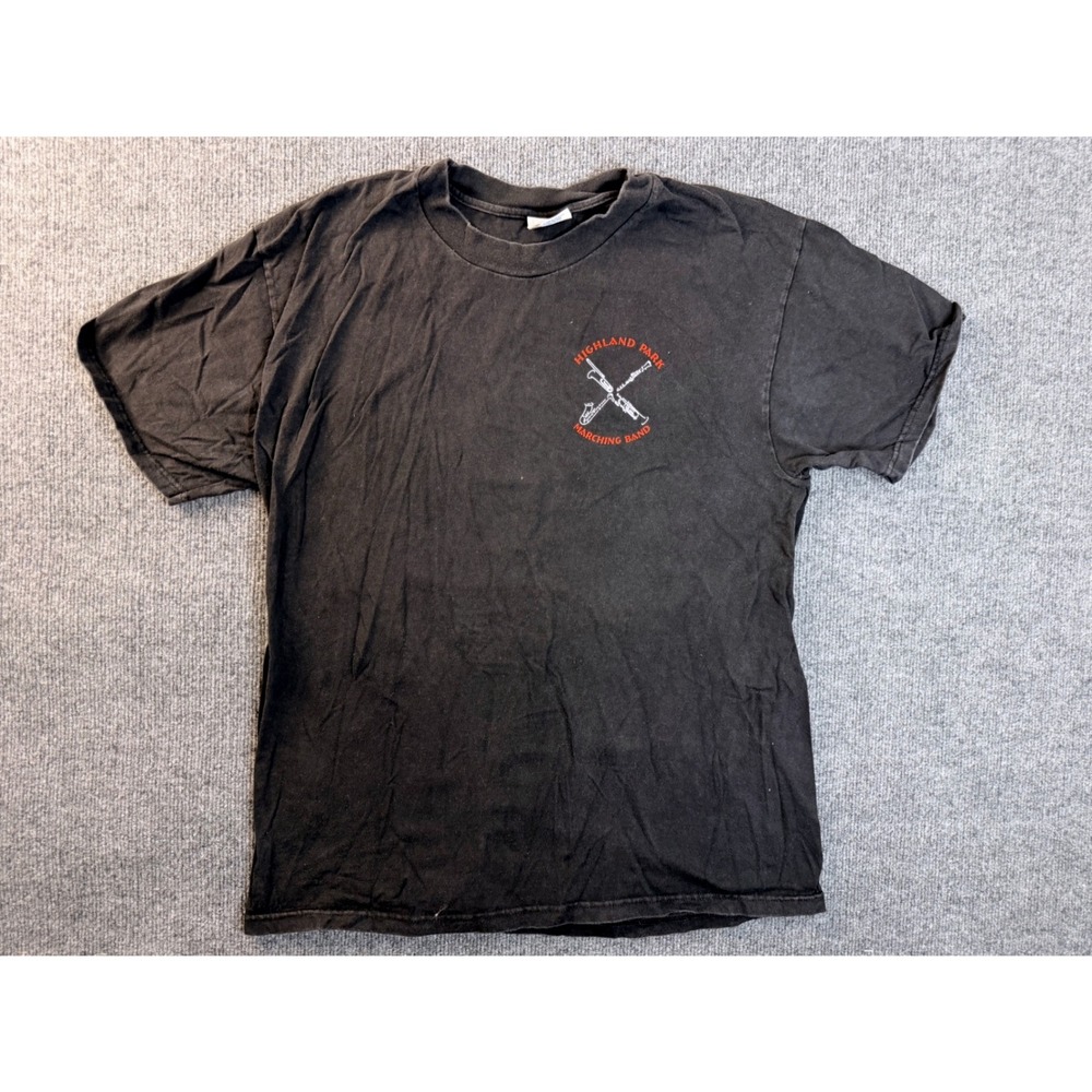 Vintage Hanes Beefy-T Highland Park Marching Band Shirt L Black Cotton USA Made